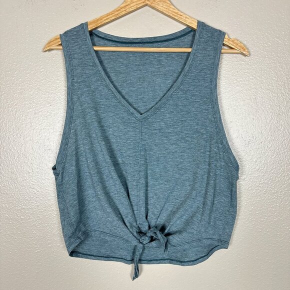 Lululemon Knot Gonna Fly Tank Top Athletic Heathered Deep Cove Women's Size 6 - Picture 3 of 4
